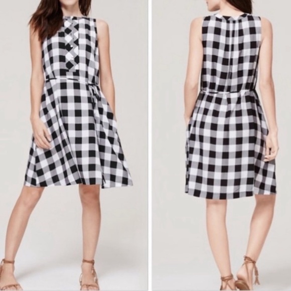 LOFT Buffalo Check Sleeveless Tie Waist Dress - Picture 8 of 8